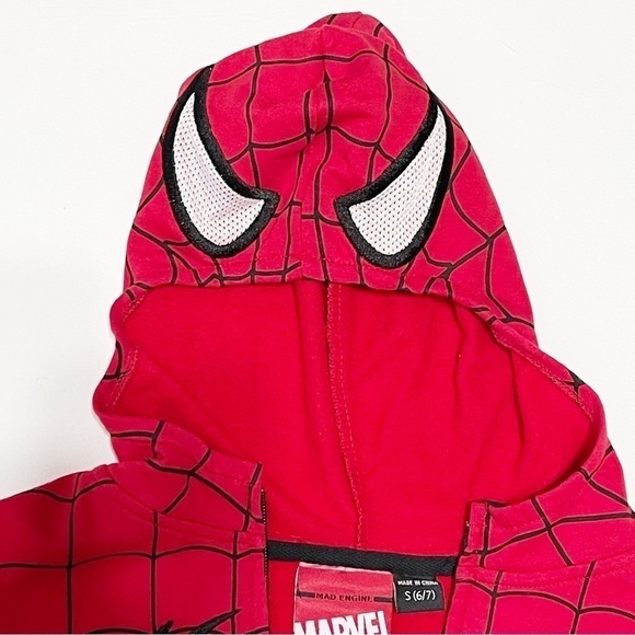 NWT Marvel Boys Spider Man Hoodie Full Zipper Jacket Size S - 6/7 - Picture 5 of 9